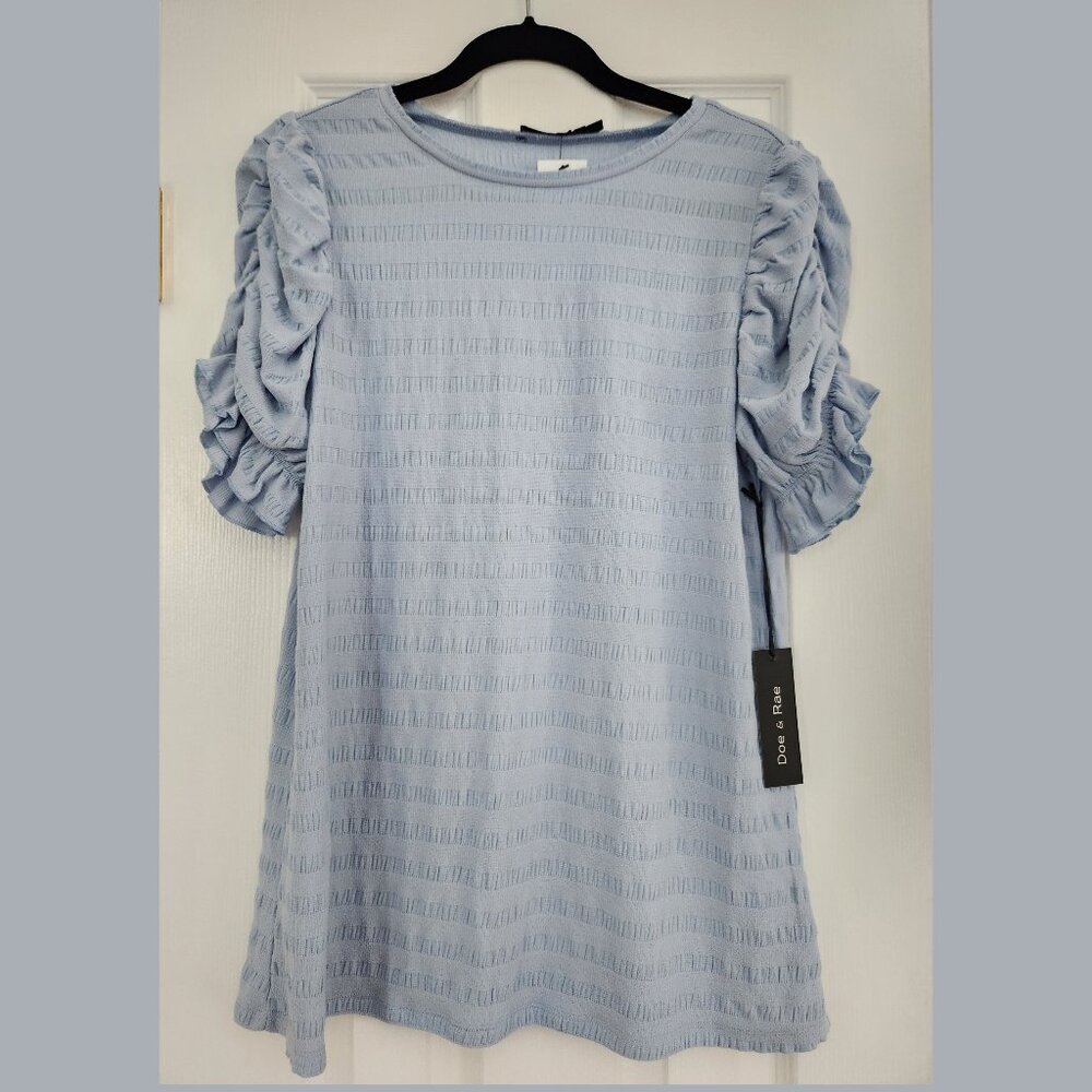 NWT Blue Puff Sleeve Doe & Rae Shirt